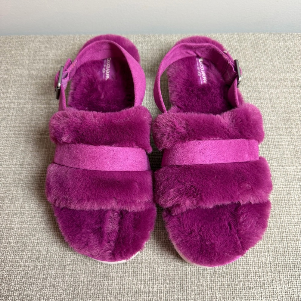 Kookaburra by Ugg Slingback Sandals Rasberry Purple Fuzzy Slippers Womans 10